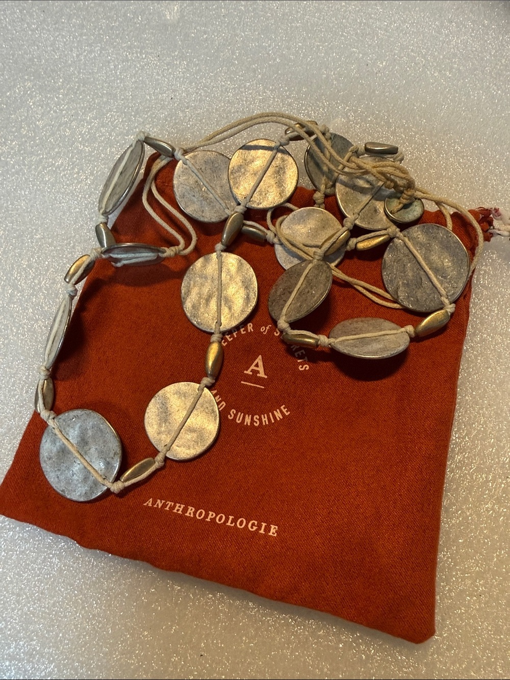 Anthropologie Layered Metal Disc Statement Necklace